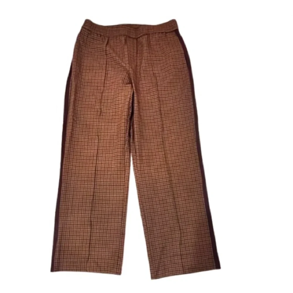 ZARA- Brown Houndstooth Pants with Side Stripe. Size: small - Picture 5 of 8